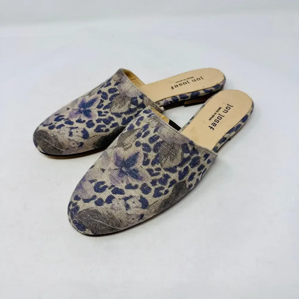Jon Josef Floral Printed Slip‑On Mule Canvas Summer Flat Round Toe Size 9.5M‎